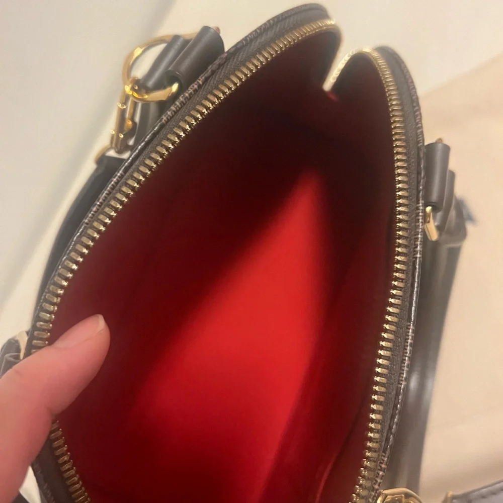 Louis Vuitton Brown Damier Ebene Mini Handbag with Gold Hardware